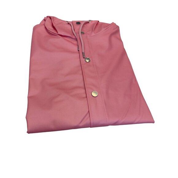 NWT RAINS Rain Coat Unisex Long Jacket Hood Pink Sky 12020 - Medium MSRP $125 - Picture 9 of 15